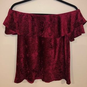off the shoulder velvet top
